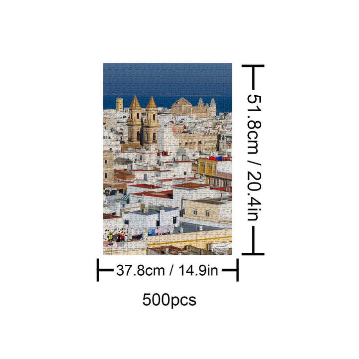 Exotic Town 500-piece puzzle showcasing a scenic urban landscape, designed for puzzle enthusiasts and mind game lovers.