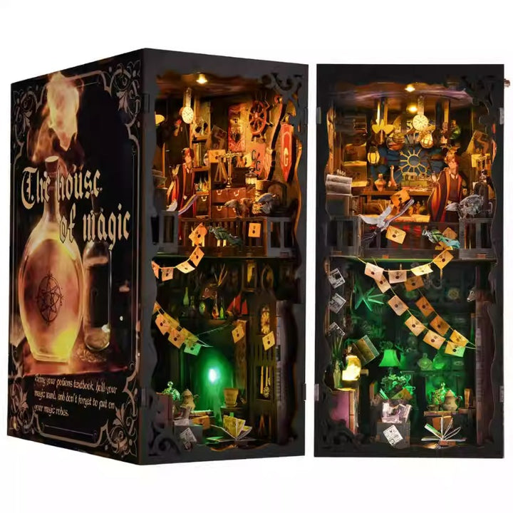 Magic Apprentice's Research Room DIY kit featuring detailed wizard-themed decor and enchanting lighting.
