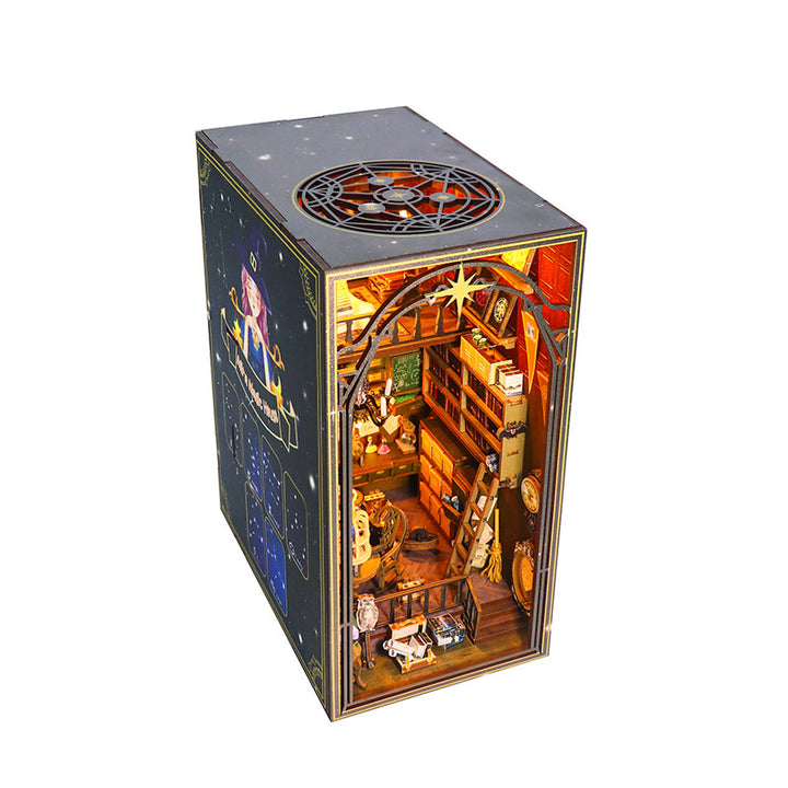3D wooden puzzle book nook kit featuring a musical theme with intricate details and European classical design.