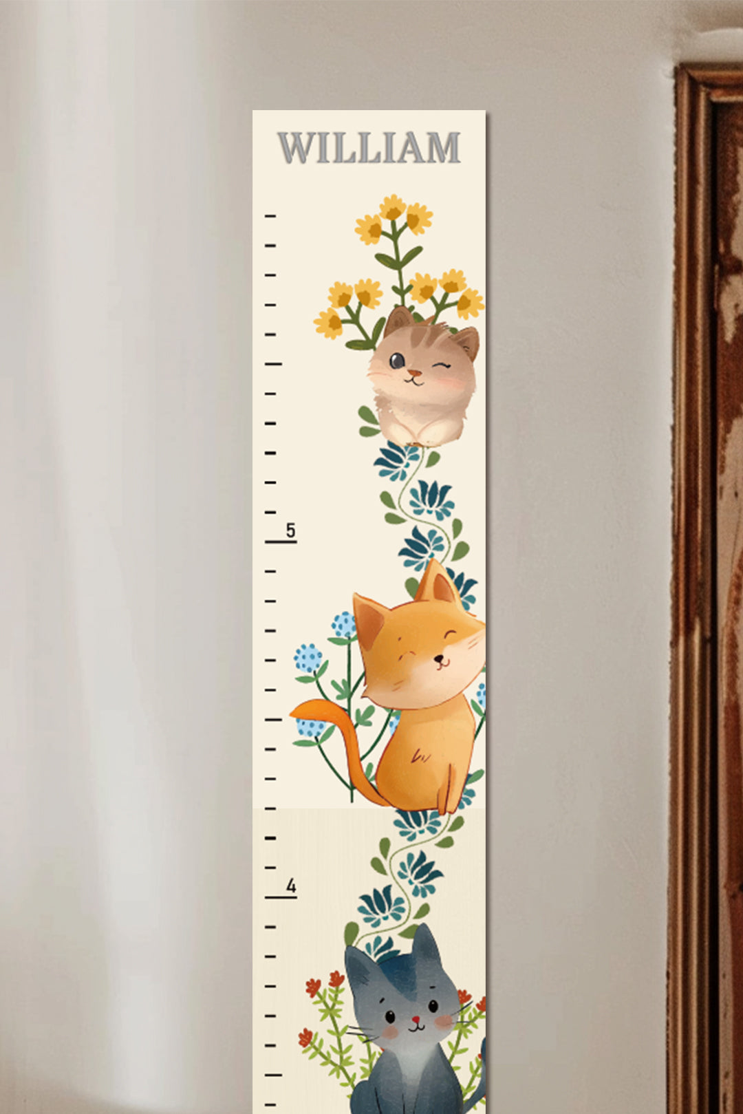 Personalisierte hölzerne Wachstumstabelle für Katzen