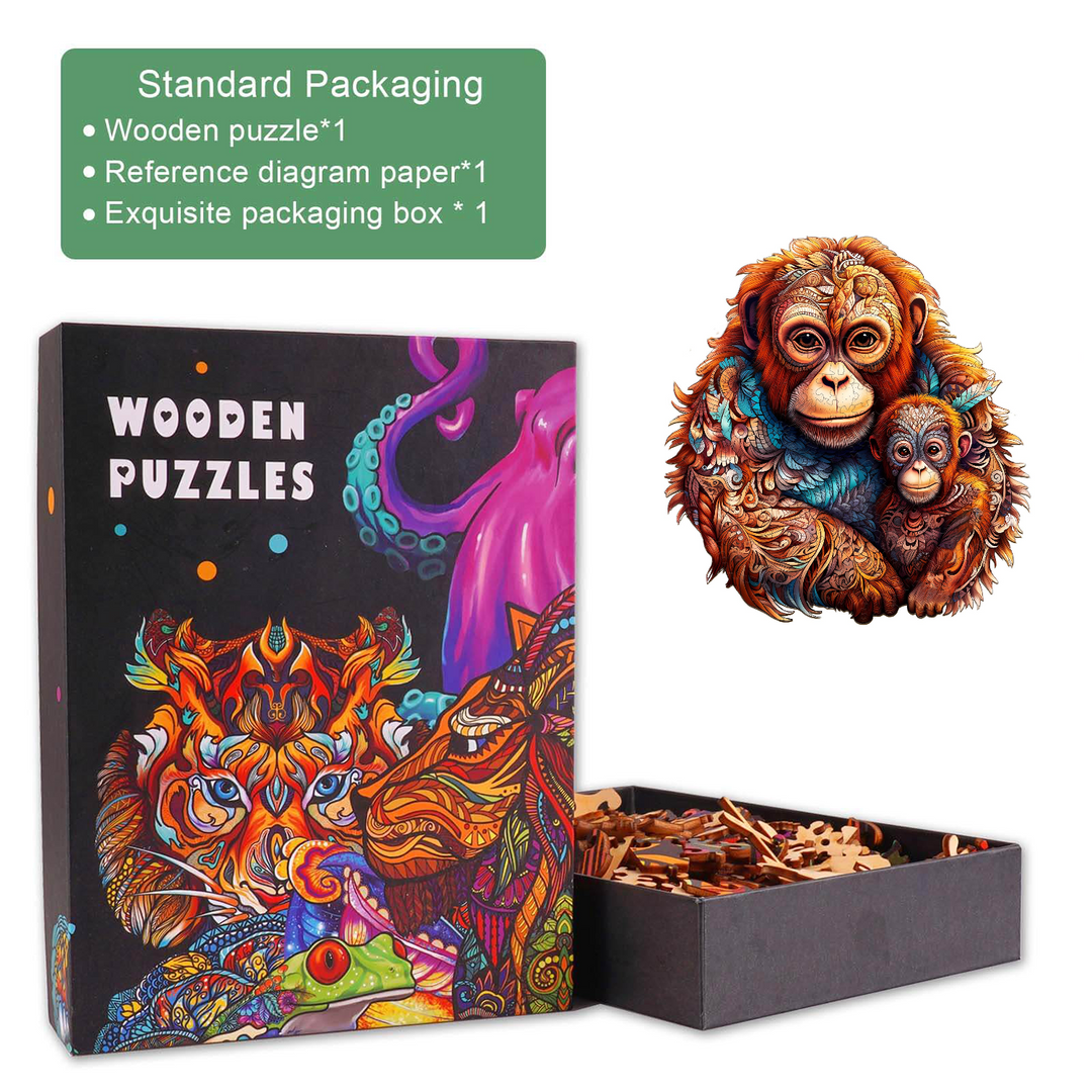 Puzzle en bois de la famille orang-outan