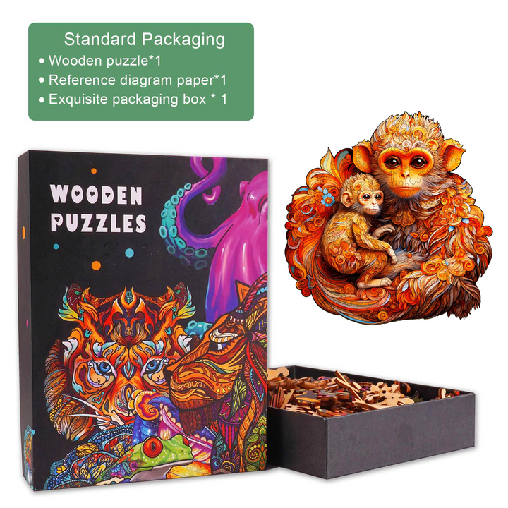 Rhinopithecus Family-2 Wooden Jigsaw Puzzle