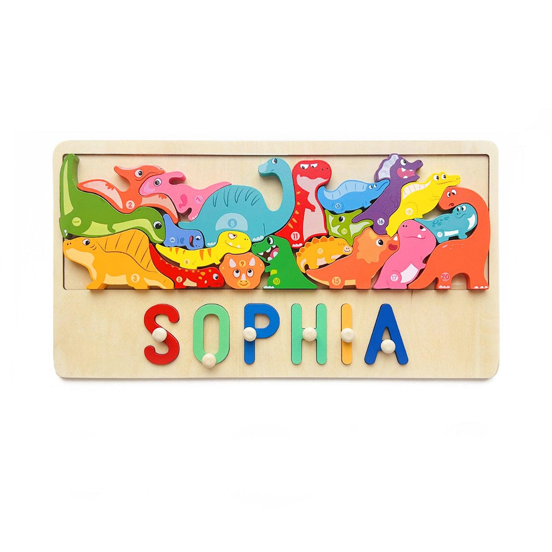 Personalized Baby Name Puzzle With Dinosaur-Woodbests