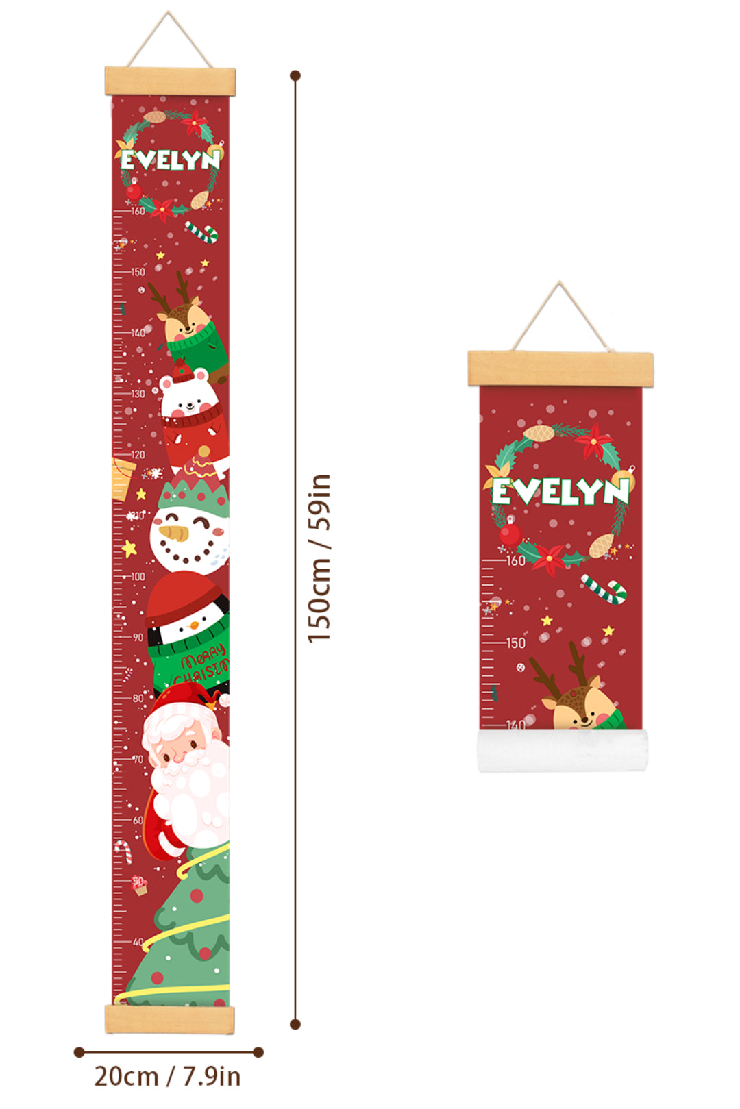Règle de hauteur personnalisée en toile suspendue de Noël