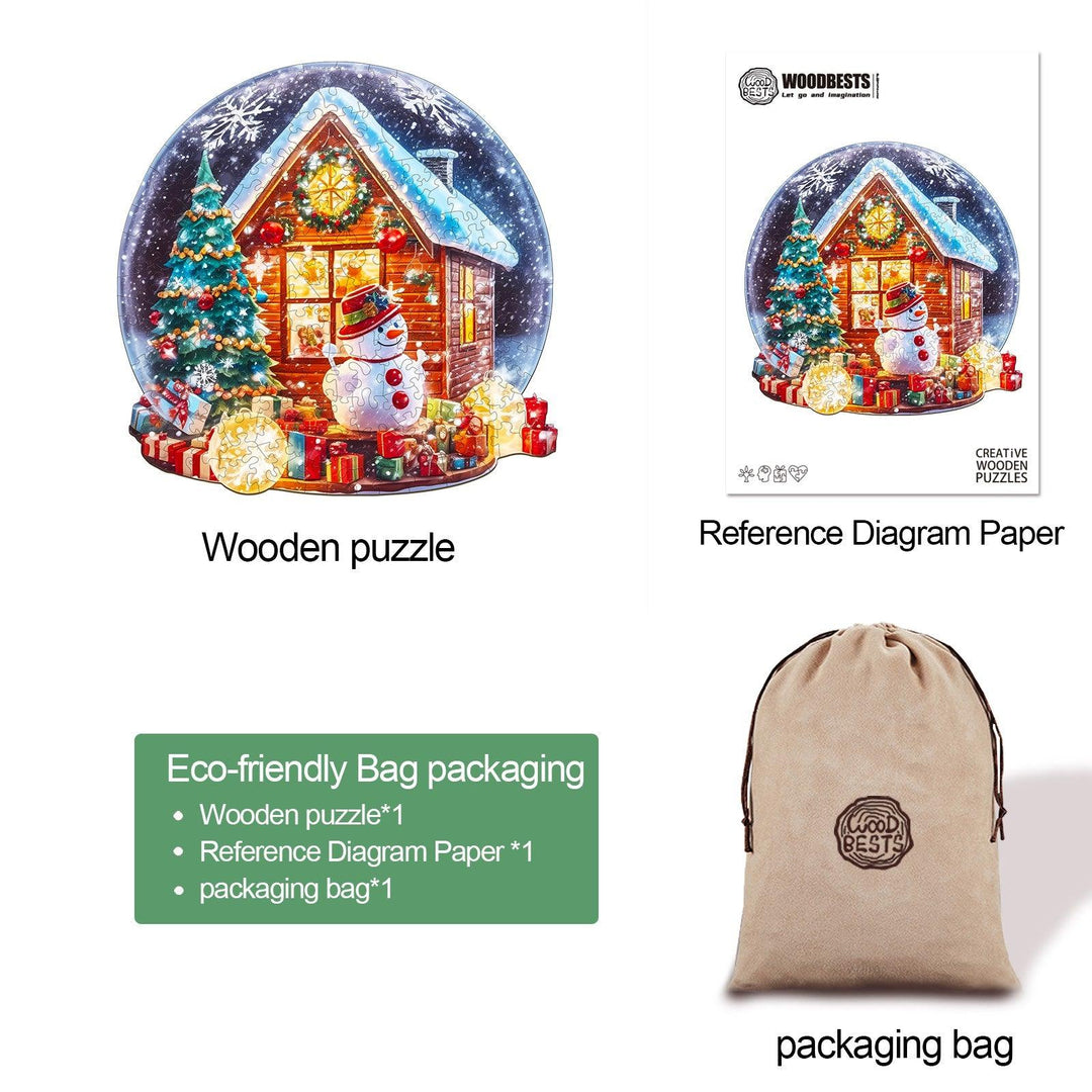 Christmas Cottage Wooden Jigsaw Puzzle