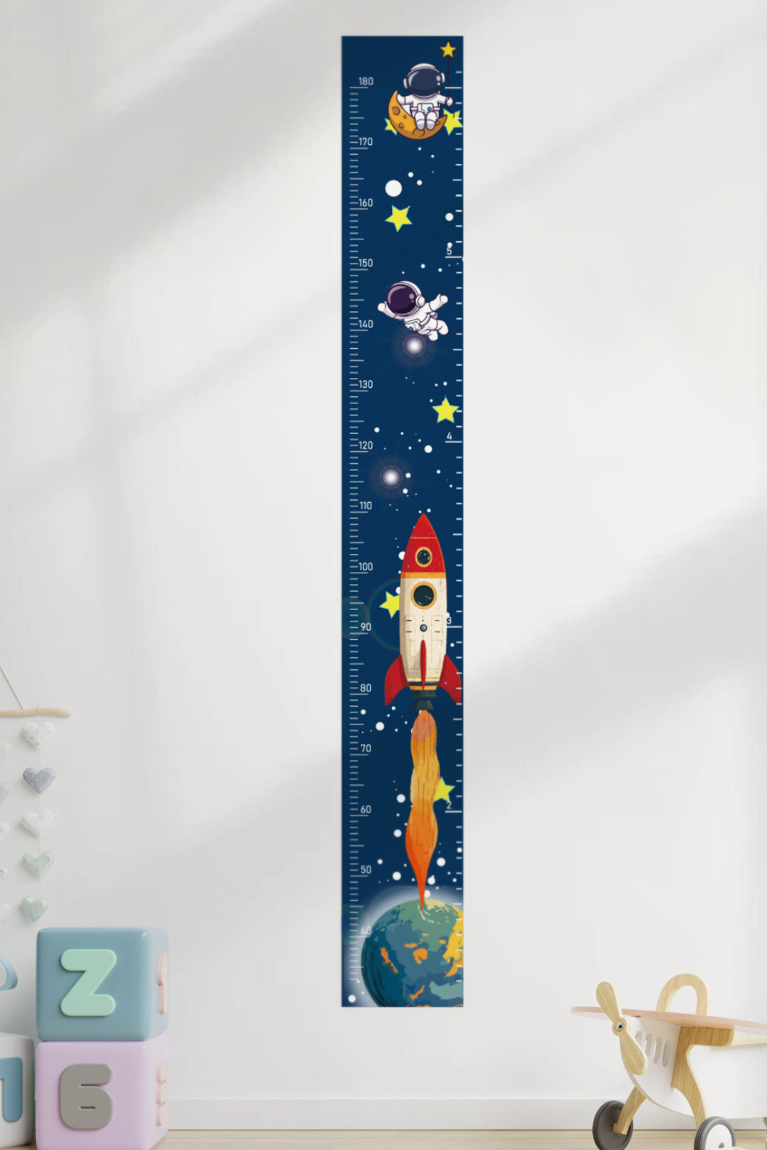 Autocollant mural graphique de croissance fusée Aventure spatiale