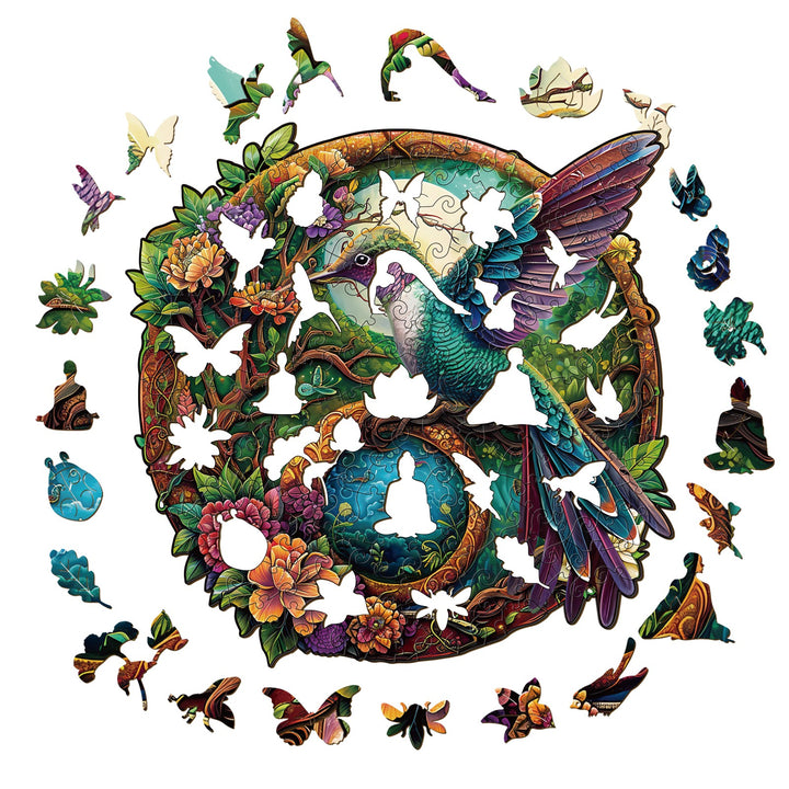 Yin Yang Hummingbird-2 Wooden Jigsaw Puzzle