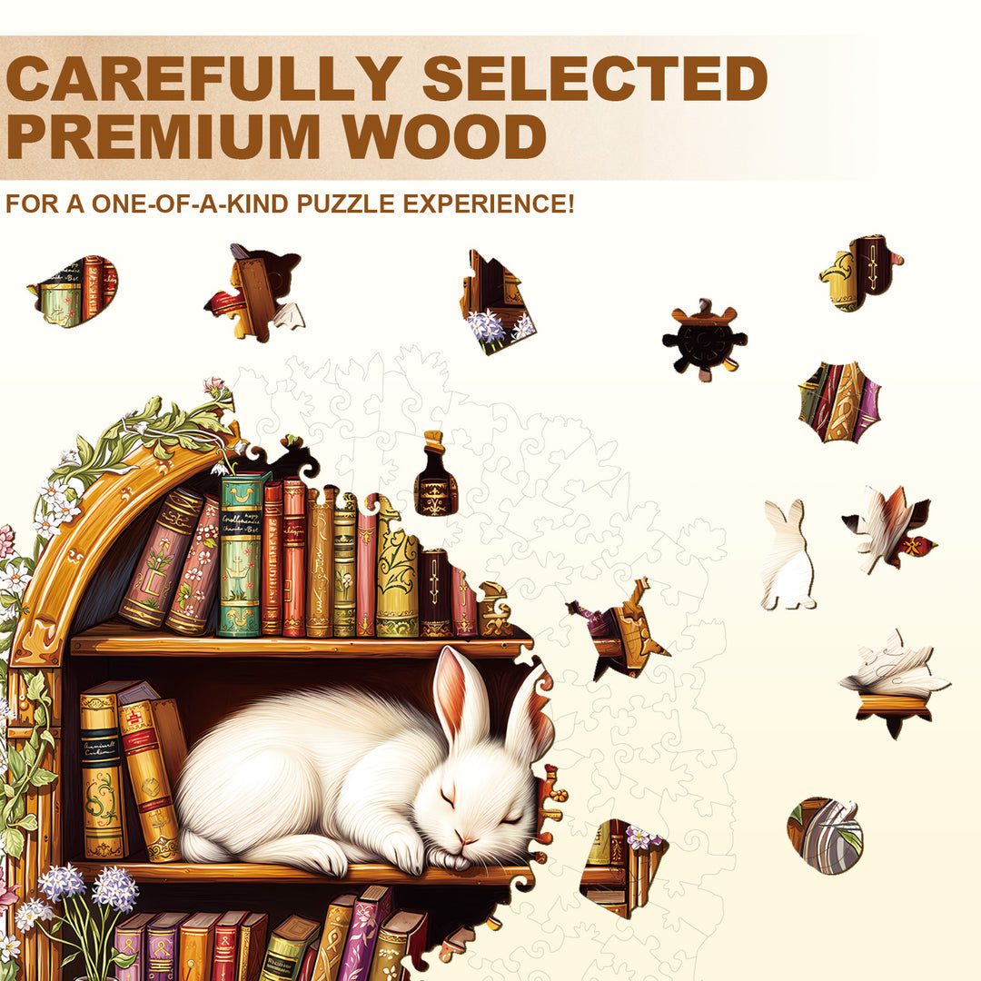 Sleep Library-Rabbit Wooden Jigsaw Puzzle