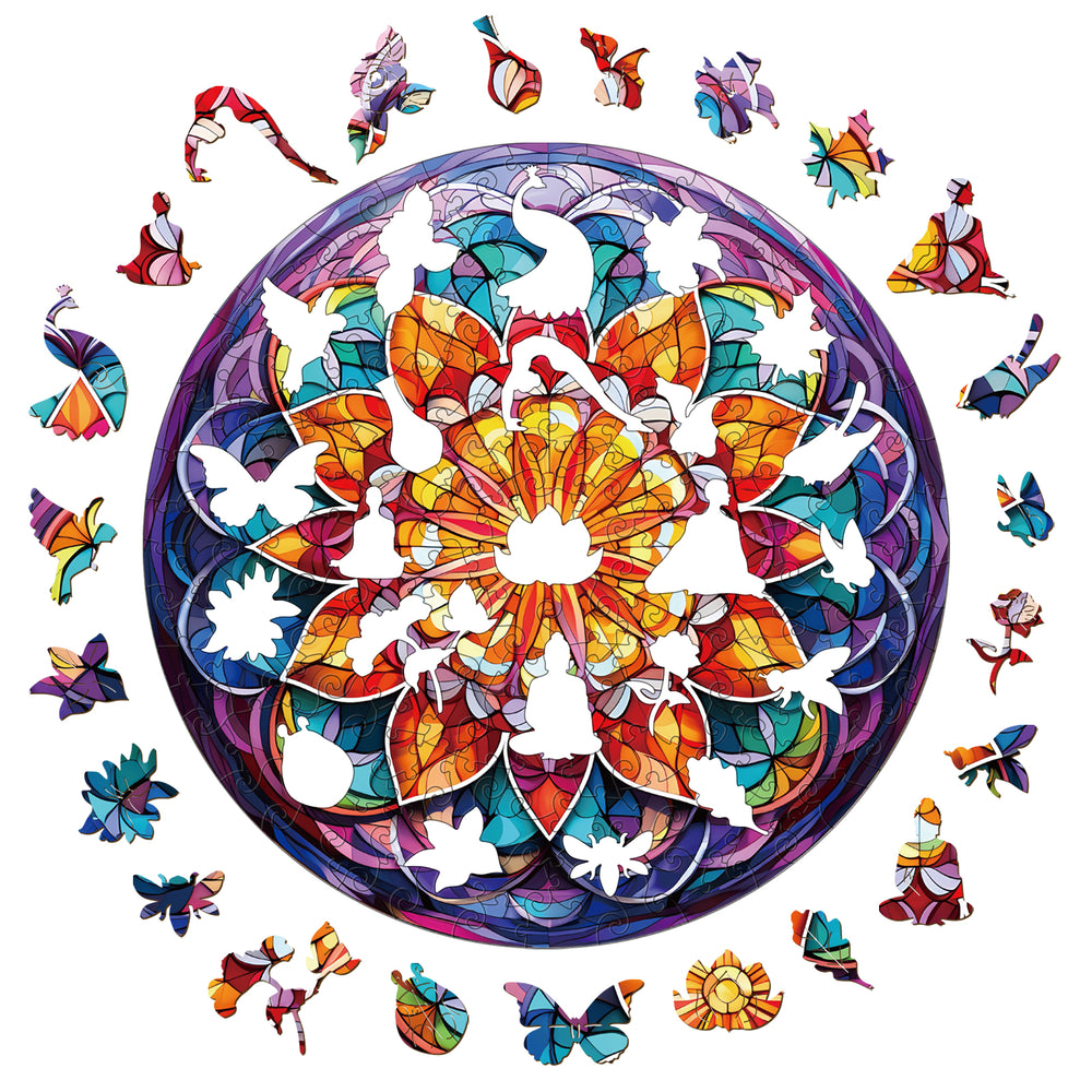 Church Glass Mandala Wooden Jigsaw Puzzle