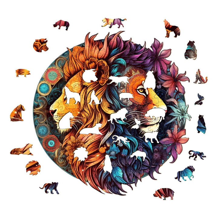 Yin-Yang Lion 2 Wooden Jigsaw Puzzle
