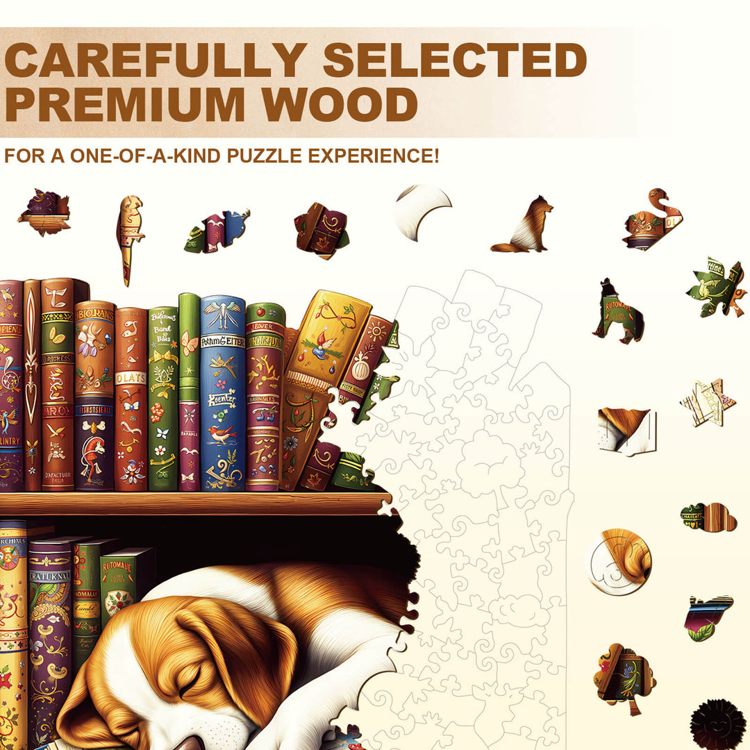 Sleep Library-Dog Wooden Jigsaw Puzzle