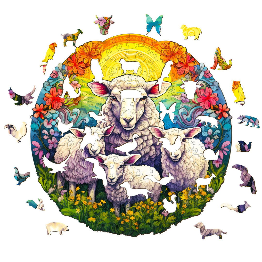 Mandala Sheep Wooden Jigsaw Puzzle