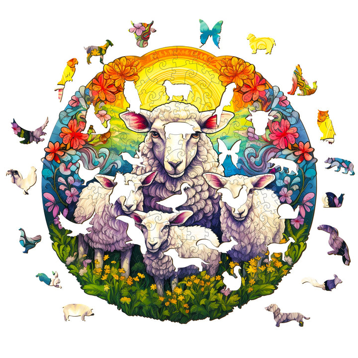Mandala Sheep Wooden Jigsaw Puzzle
