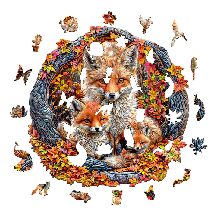 Parent-child fox Wooden Jigsaw Puzzle