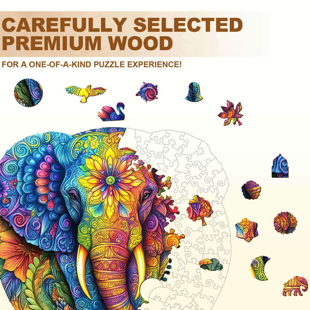 Mandala Elephant Wooden Jigsaw Puzzle