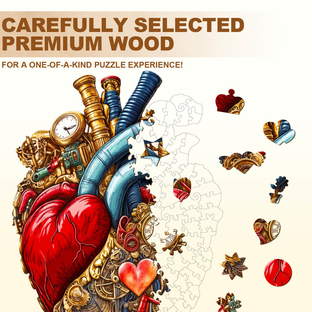 Mechanical Heart-2 wooden jigsaw puzzle with premium wood for a unique and engaging puzzling experience.