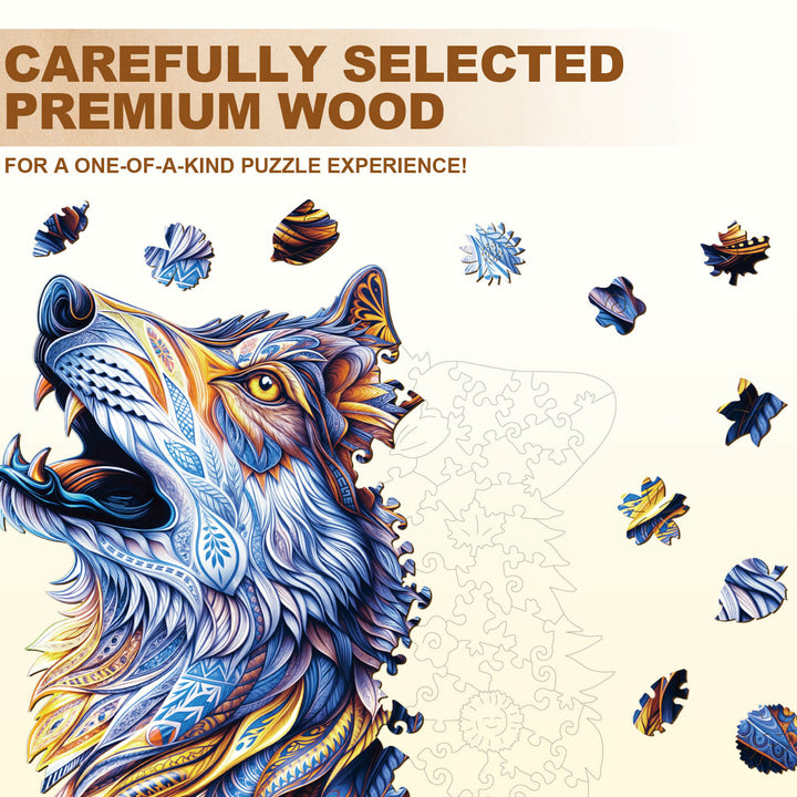 Zen blues Wolf Wooden Jigsaw Puzzle