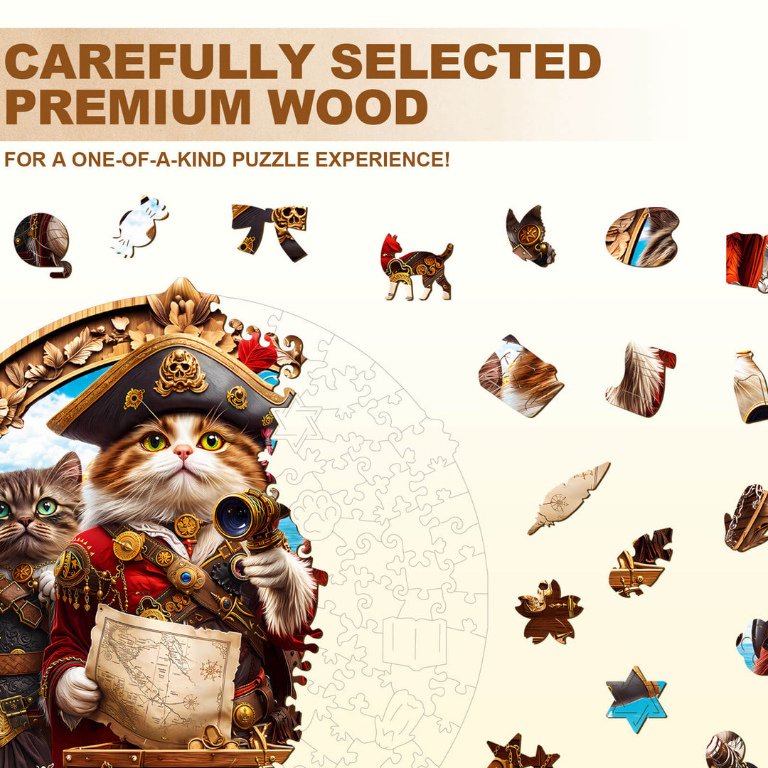 Pirate Cat Wooden Jigsaw Puzzle