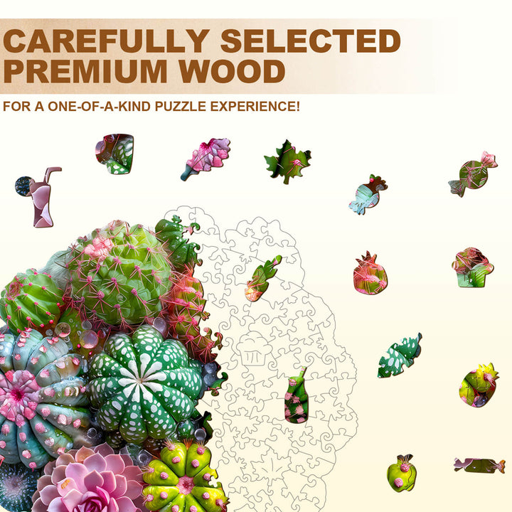 Kaktus- und Sukkulenten-Holzpuzzle