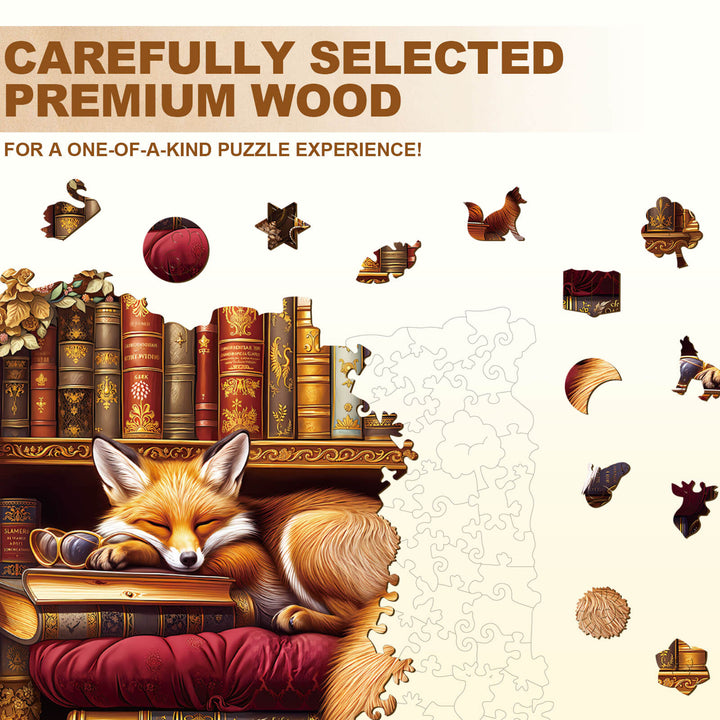 Sleep Library-Fox Wooden Jigsaw Puzzle