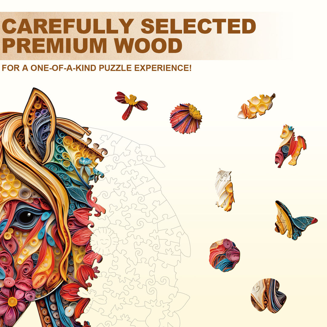 Floral Horse Wooden Jigsaw Puzzle