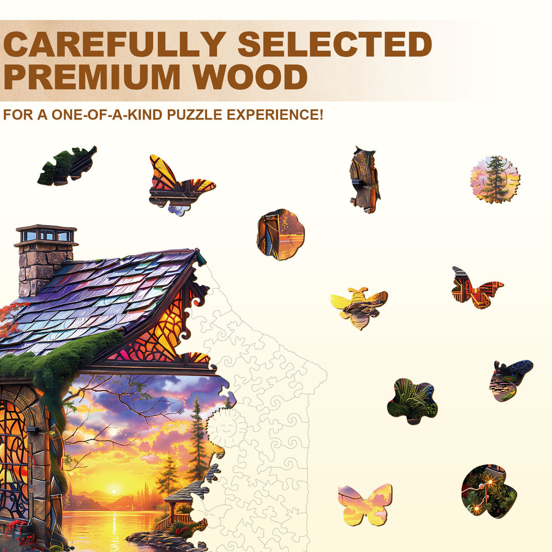 Sunset Cottage Wooden Jigsaw Puzzle