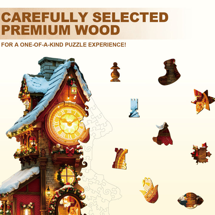 Christmas Clock Tower-2 Wooden Jigsaw Puzzle