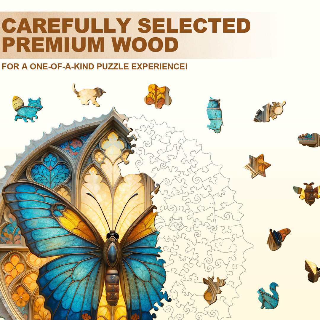 Colorful window butterfly Wooden Jigsaw Puzzle