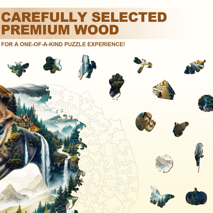 River and Horse Wooden Jigsaw Puzzle