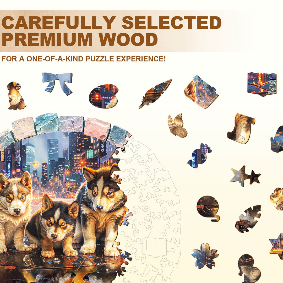 Gray wolf —My wish Wooden Jigsaw Puzzle