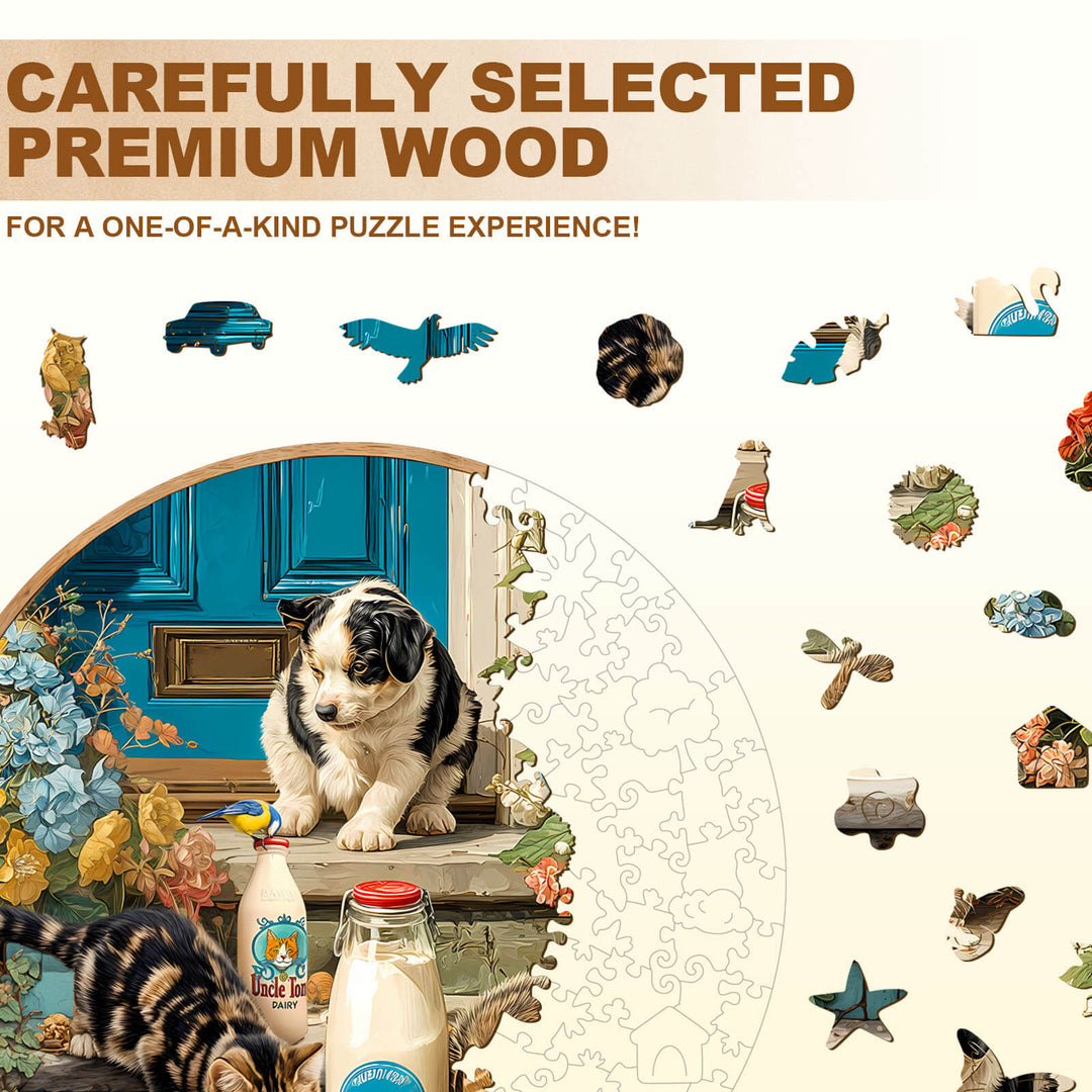 Animals drink milk time Wooden Jigsaw Puzzle