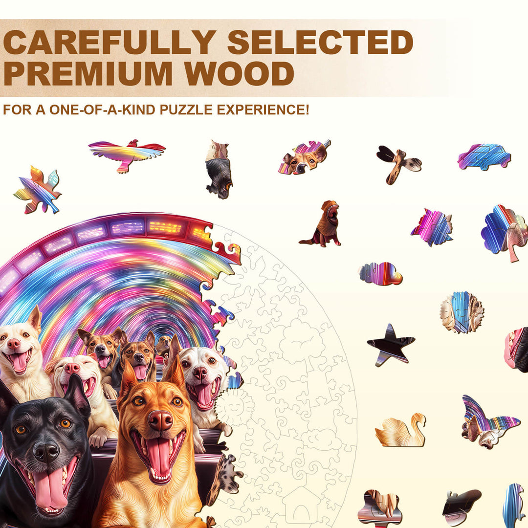 Dog Roller Coaster Wooden Jigsaw Puzzle