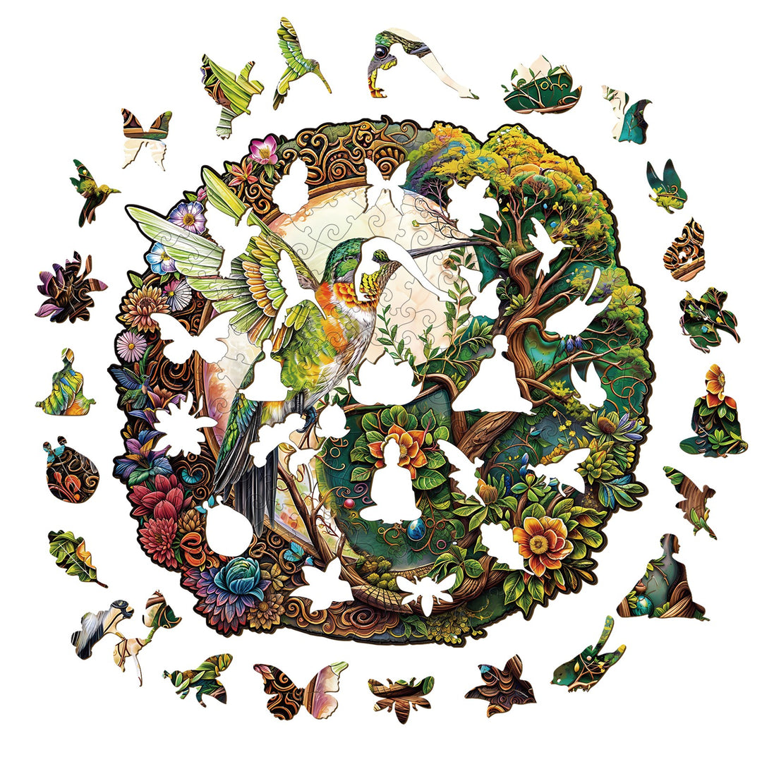 Yin Yang Hummingbird-1 Wooden Jigsaw Puzzle