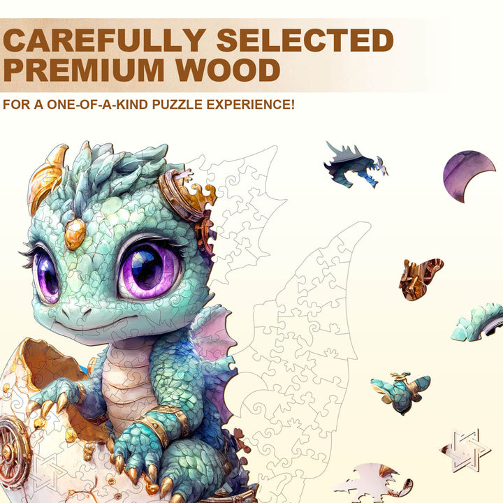 Cute baby dragon Wooden Jigsaw Puzzle