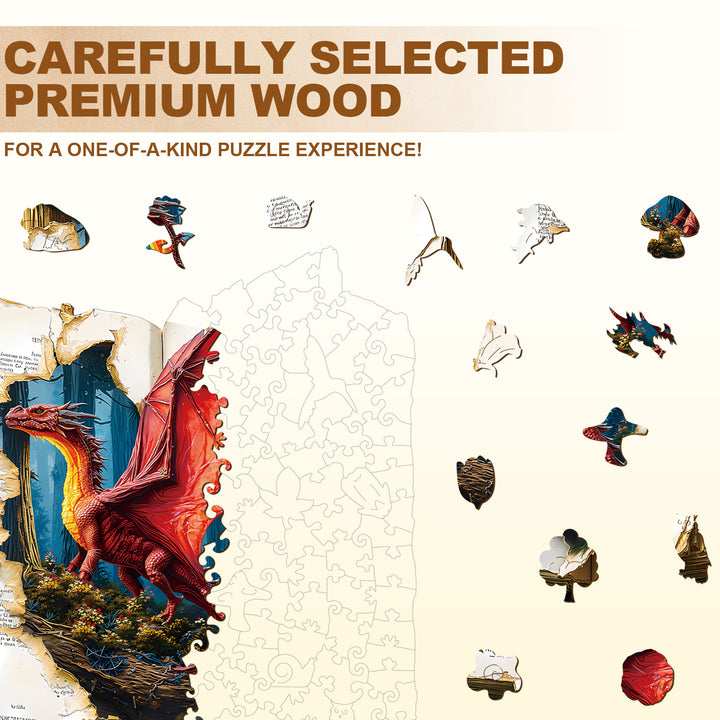 Dragon on the page Wooden Jigsaw Puzzle