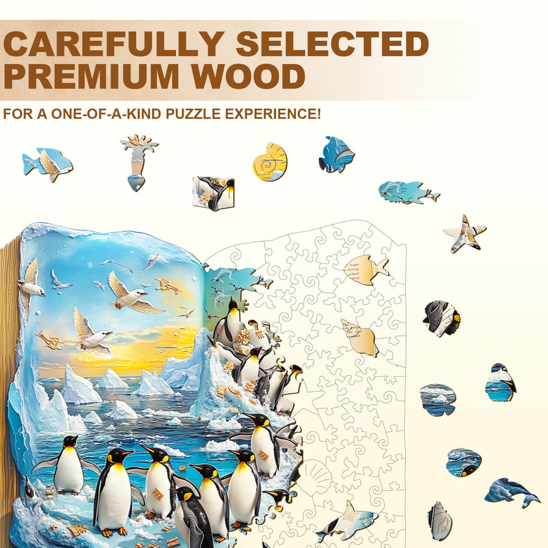 Pinguin-Geschichte Holzpuzzle