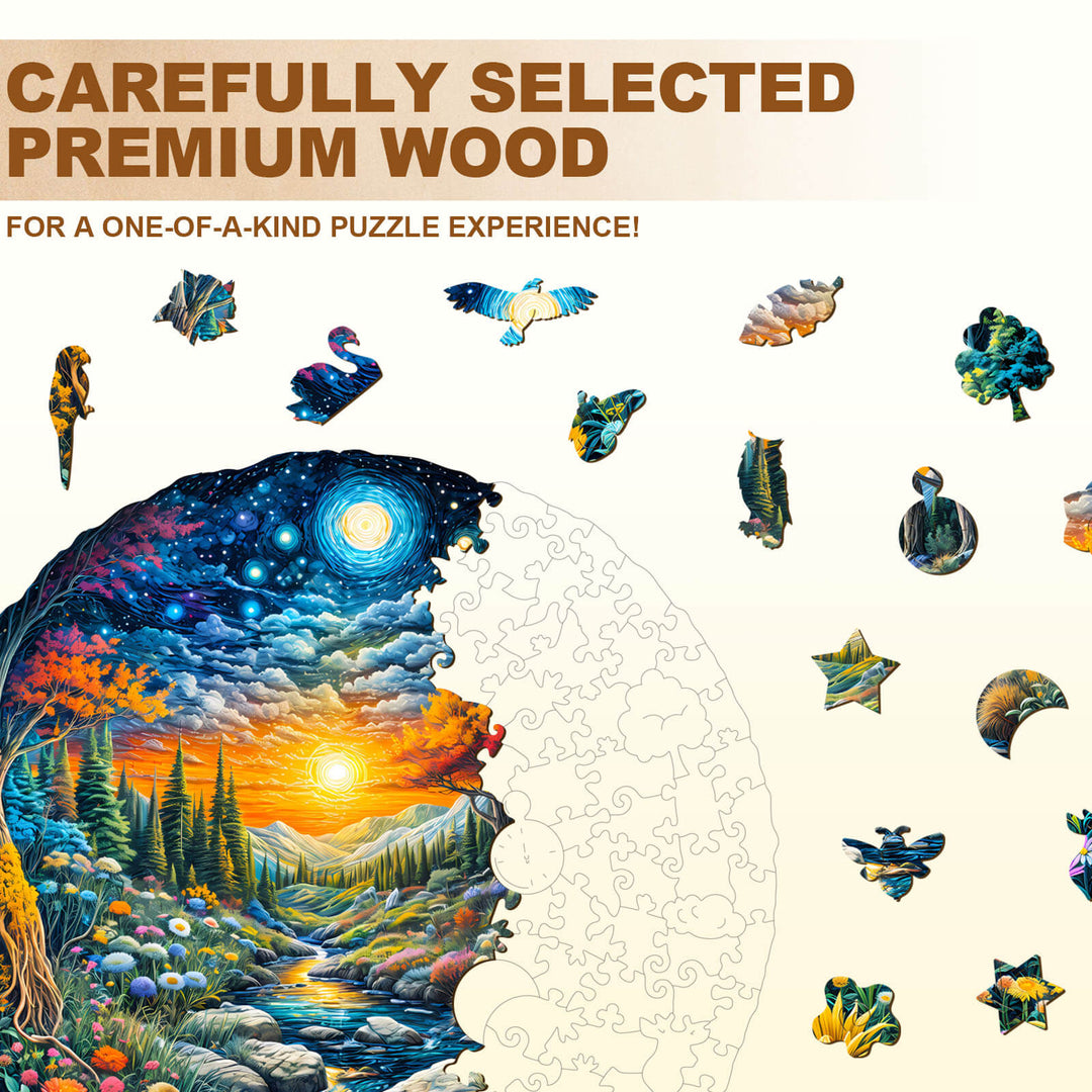 Sonnen- und Mondwald Holzpuzzle