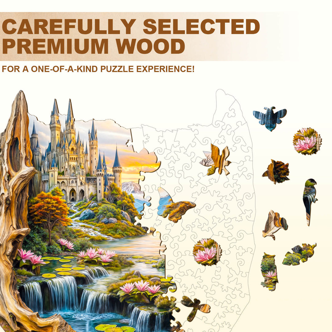 Enchanted Frame-1 wooden jigsaw puzzle featuring vibrant scenery and premium wood for an immersive puzzle experience.