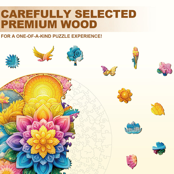 Colorful Mandala Wooden Jigsaw Puzzle