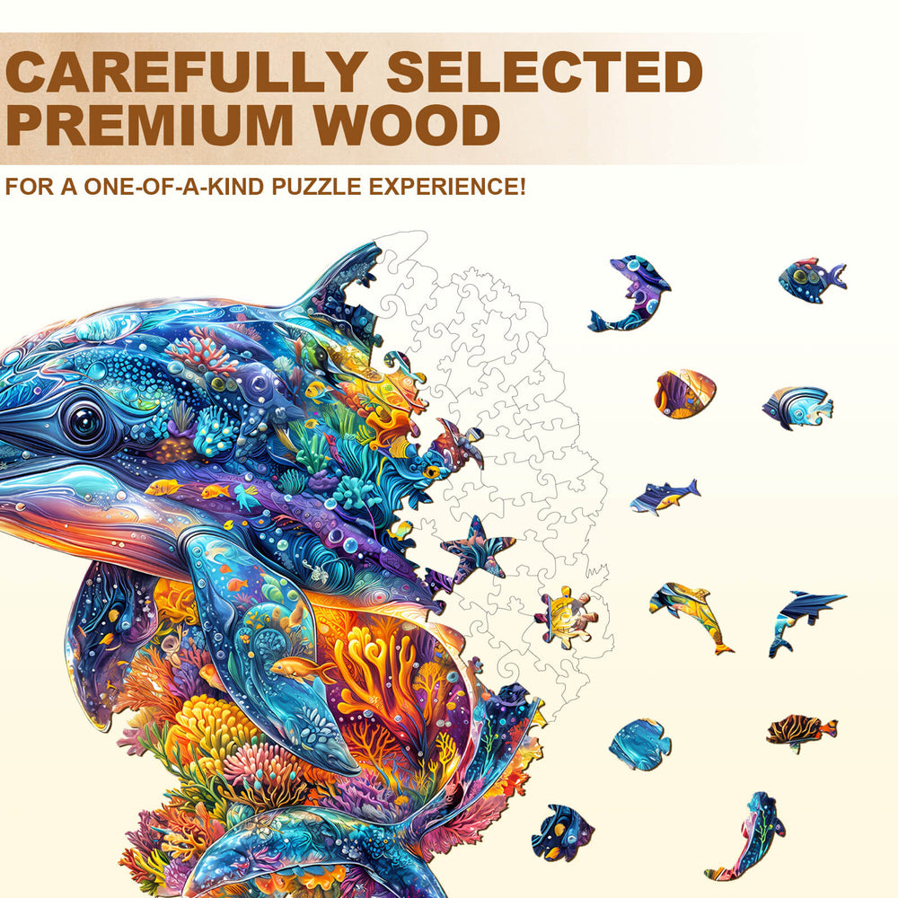 Bubble dolphin Wooden Jigsaw Puzzle