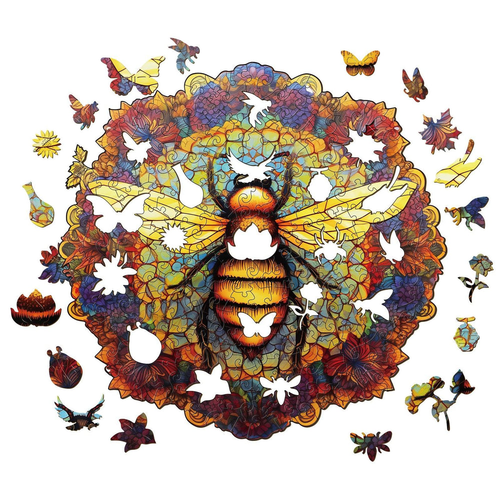 Mandala Bee Wooden Jigsaw Puzzle