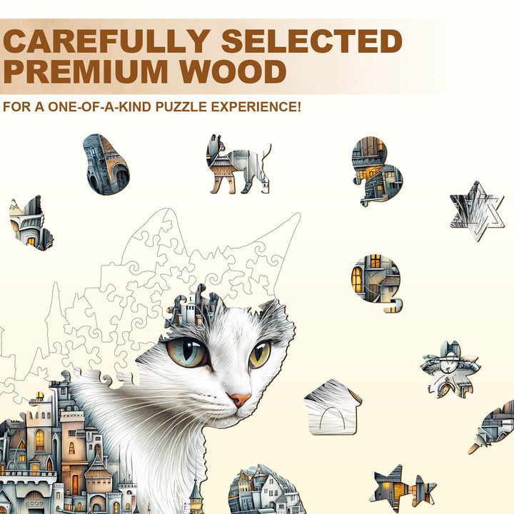 City of Cats Wooden Jigsaw Puzzle