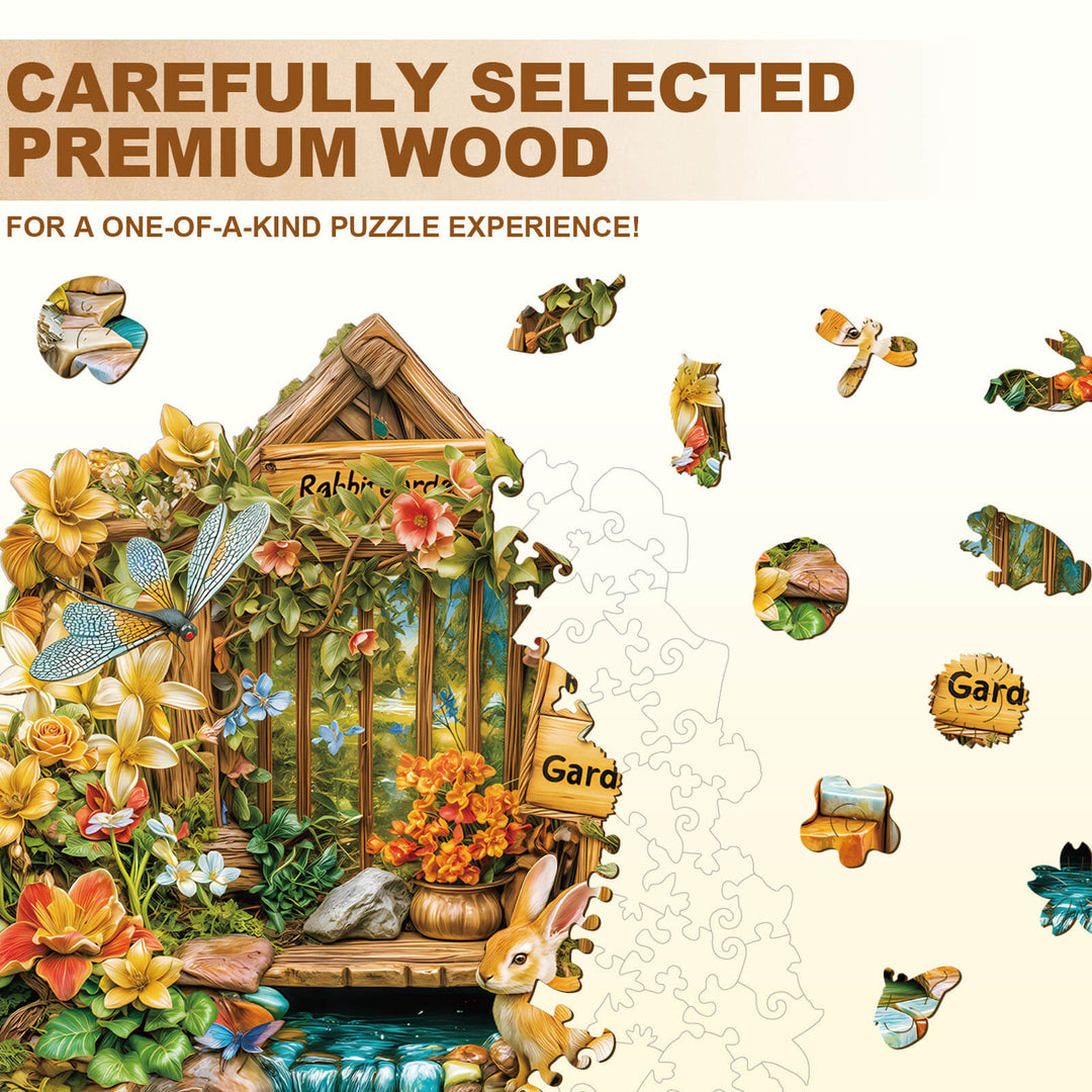 Rabbit Garden Wooden Jigsaw Puzzle