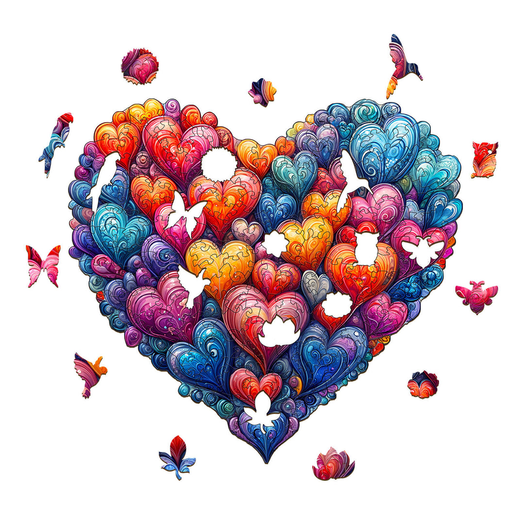 Colorful heart Wooden Jigsaw Puzzle