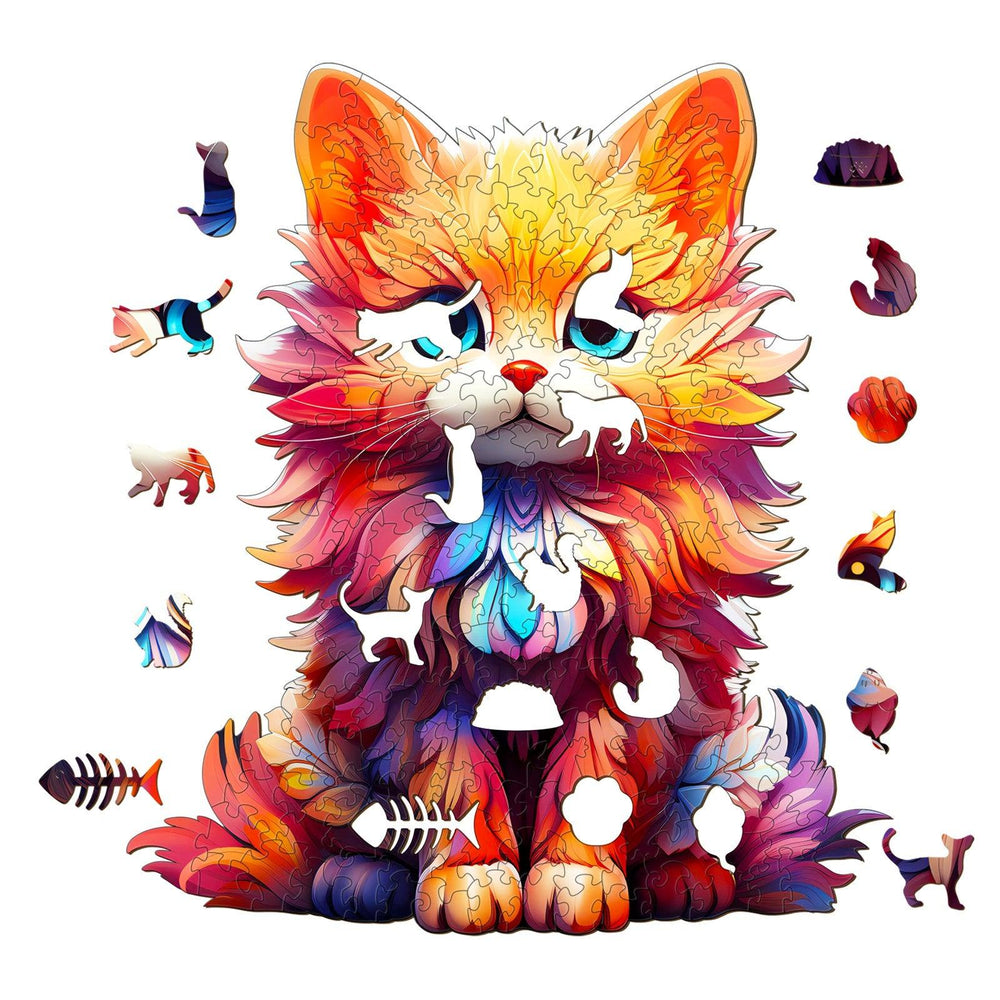 Docile Cat Wooden Jigsaw Puzzle