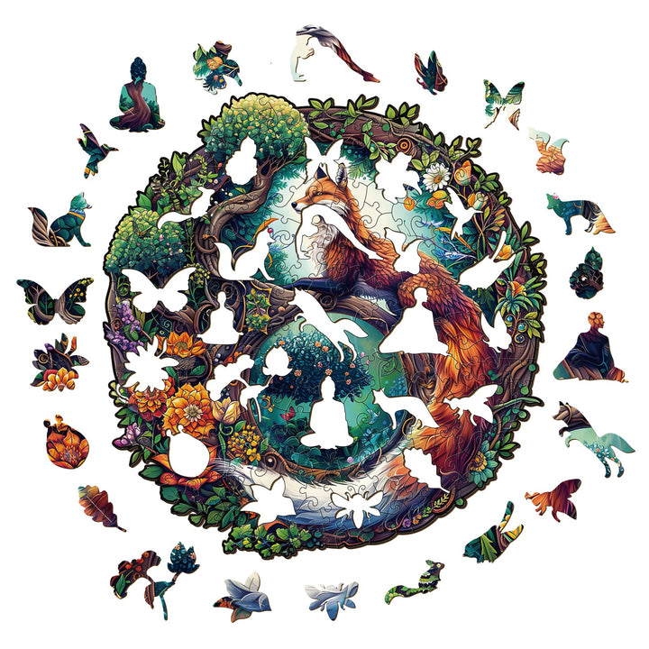 Yin Yang Fox-1 Wooden Jigsaw Puzzle