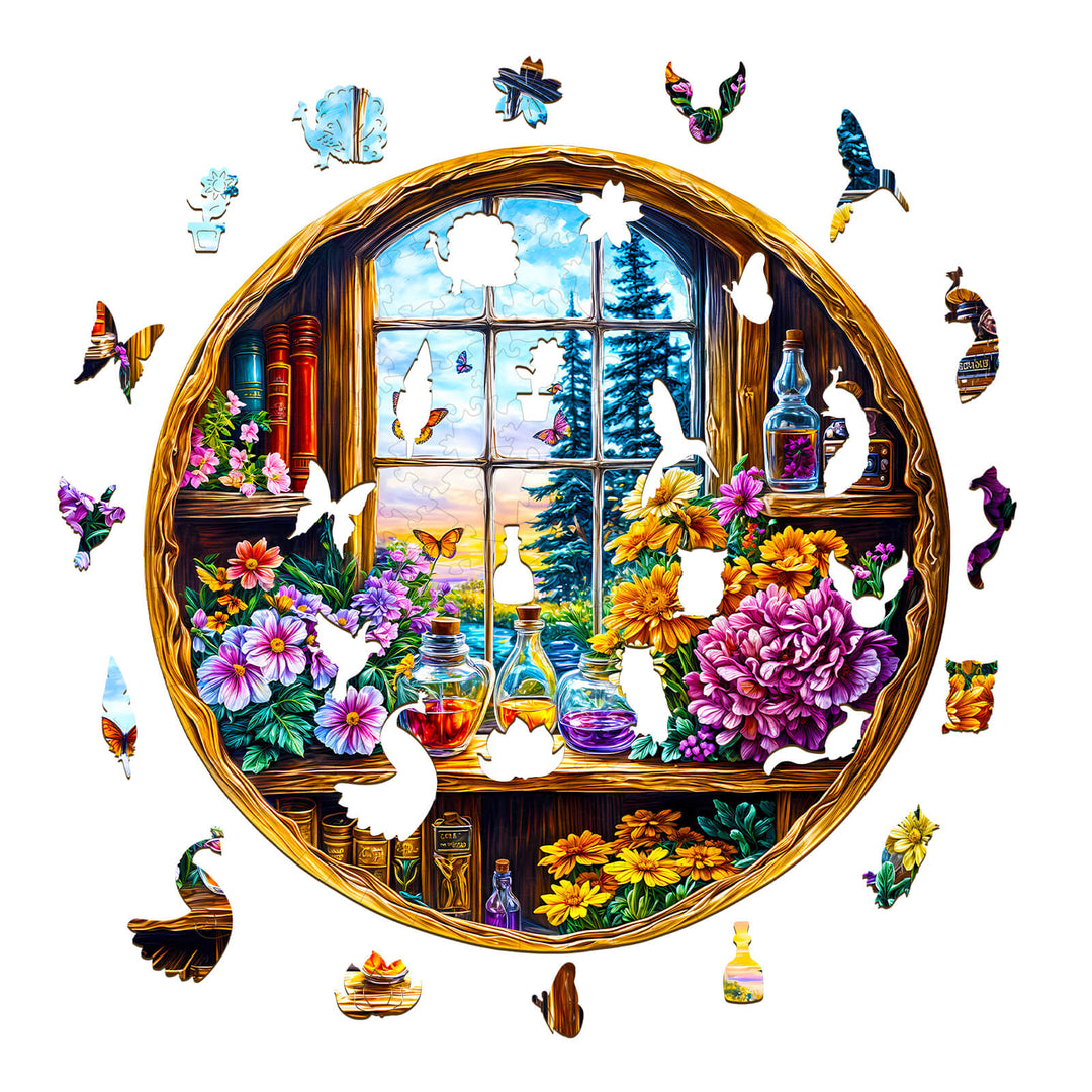 Dreamy window  Wooden Jigsaw Puzzle