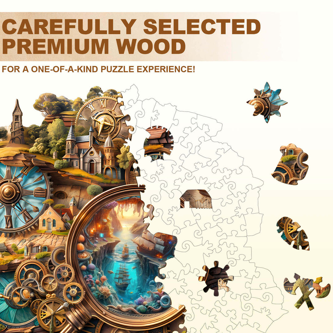 Wooden jigsaw puzzle made from premium wood, showcasing vibrant colors and intricate designs for an engaging experience.