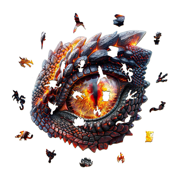 3D Blaze Eye wooden jigsaw puzzle featuring a vibrant dragon eye design, perfect for enhancing focus and cognitive skills.