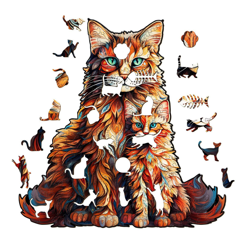 Maine Coon Family Wooden Jigsaw Puzzle